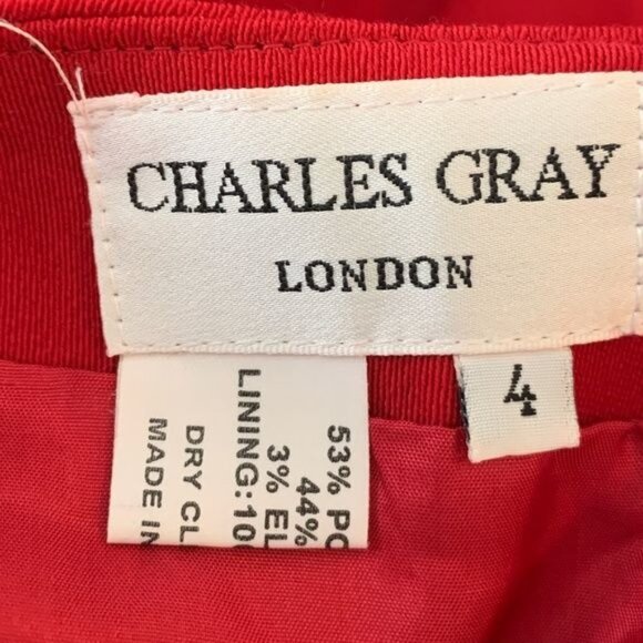 Charles Gray Red Wool Pencil Skirt Size 4 | Lined Classic Fall Holiday Work - Picture 8 of 10